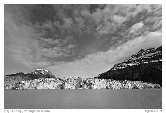 Wide face of Lamplugh glacier. Glacier Bay National Park (black and white)