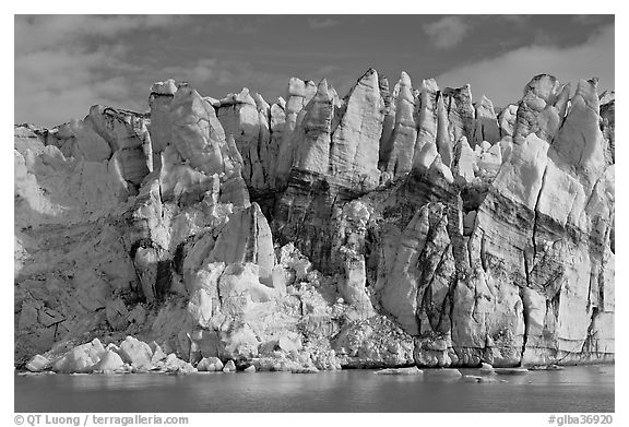 Seracs on the face of Lamplugh glacier. Glacier Bay National Park (black and white)