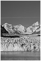 Front of Margerie Glacier and Fairweather range. Glacier Bay National Park, Alaska, USA. (black and white)