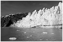 Face of Margerie Glacier on a sunny morning. Glacier Bay National Park, Alaska, USA. (black and white)