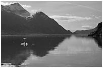 View looking out Tarr Inlet in the morning. Glacier Bay National Park ( black and white)