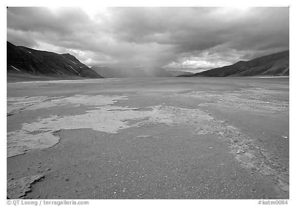 Colorful slabs in the ash-covered floor of the Valley of Ten Thousand smokes. Katmai National Park, Alaska, USA.