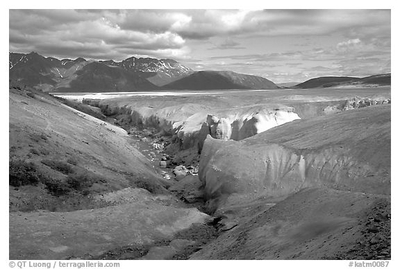 Lethe river, Valley of Ten Thousand smokes. Katmai National Park (black and white)