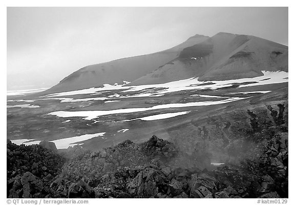 Baked mountain seen from Novarupta. Katmai National Park, Alaska, USA.