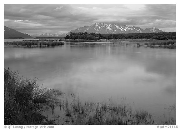 Sunset on the Brooks river. Katmai National Park (black and white)