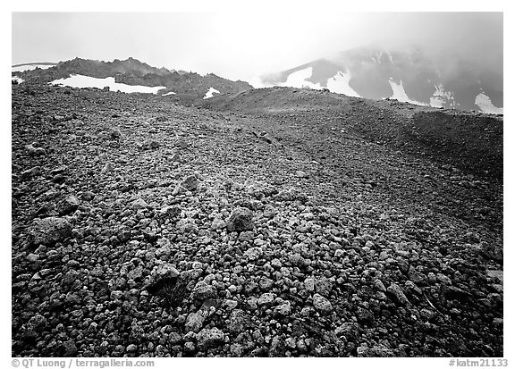 Pumice below Novarupta volcano, Valley of Ten Thousand smokes. Katmai National Park, Alaska, USA.