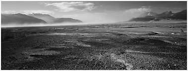 Ash-covered valley. Katmai National Park (Panoramic black and white)