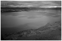 Aerial View of Naknek Lake in autumn. Katmai National Park ( black and white)