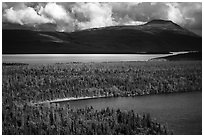Aerial View of Lake Brooks and Naknek Lake. Katmai National Park ( black and white)