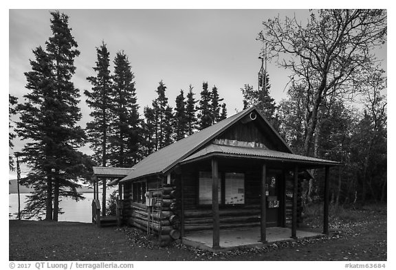 Brooks Camp Visitor Center. Katmai National Park (black and white)