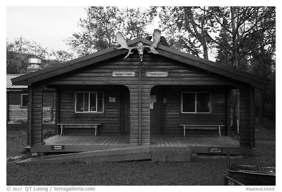 Brooks Lodge dinning hall. Katmai National Park (black and white)