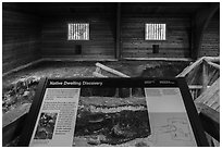 Native dwelling interpretive sign. Katmai National Park ( black and white)