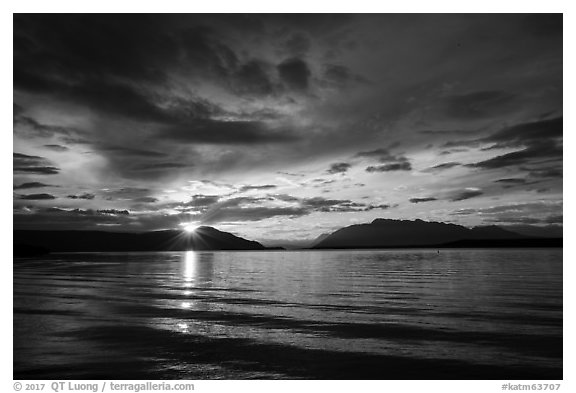 Sunrise, Naknek Lake. Katmai National Park (black and white)