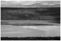 Naknek Lake with patch of glassy water. Katmai National Park ( black and white)