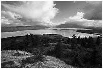 High view of Naknek Lake from treeline. Katmai National Park ( black and white)