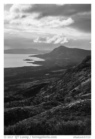 Lake Brooks from Dumpling Mountain. Katmai National Park (black and white)