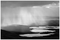 Rain showers above lakes. Katmai National Park ( black and white)