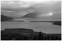 Naknek Lake with rainbowed shaft of light. Katmai National Park ( black and white)