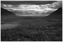 Valley of Ten Thousand Smokes in autumn. Katmai National Park ( black and white)