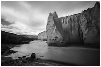 Ukak River and ash cliffs, Valley of Ten Thousand Smokes. Katmai National Park ( black and white)