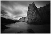 Ash cliffs carved by Ukak River, Valley of Ten Thousand Smokes. Katmai National Park ( black and white)