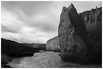 Ukak River flowing in ash landscape, Valley of Ten Thousand Smokes. Katmai National Park ( black and white)