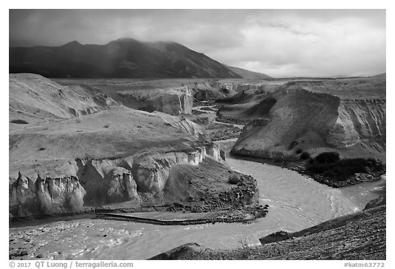 Three Forks Confluence, Valley of Ten Thousand Smokes. Katmai National Park (black and white)