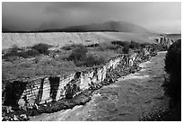 Ukak River carving gorge in Valley of Ten Thousand Smokes. Katmai National Park ( black and white)