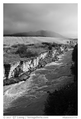 Ukak River gorge, Valley of Ten Thousand Smokes. Katmai National Park (black and white)