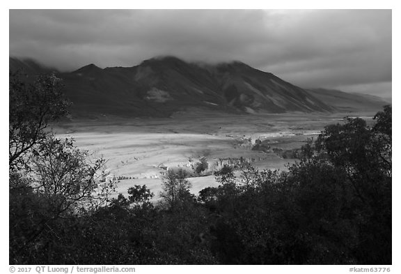Valley of Ten Thousand Smokes from rim. Katmai National Park (black and white)