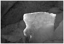 Blue ice detail at the terminus of Exit Glacier. Kenai Fjords National Park ( black and white)