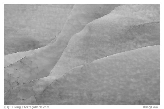 Blue ice nuances at the terminus of Exit Glacier. Kenai Fjords National Park (black and white)