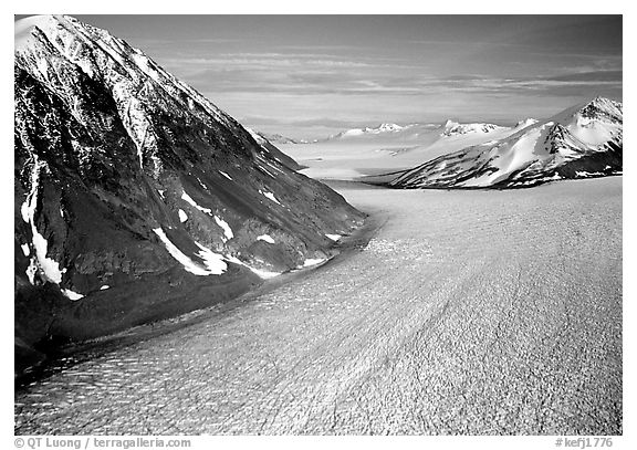 Aerial view of large Alaskan glacier. Kenai Fjords National Park, Alaska, USA.