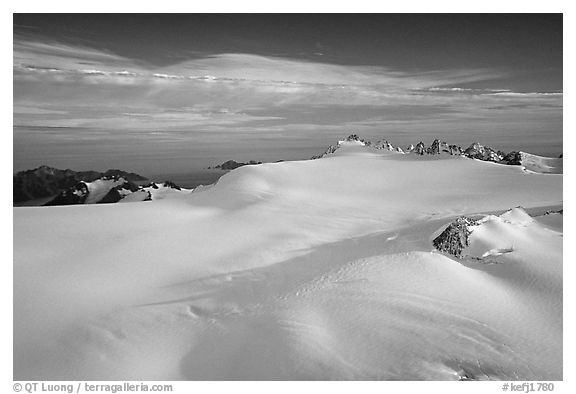 Aerial view of vast glacial system and fjords. Kenai Fjords National Park, Alaska, USA.