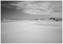 Aerial view of Harding icefield and Peaks. Kenai Fjords National Park, Alaska, USA. (black and white)