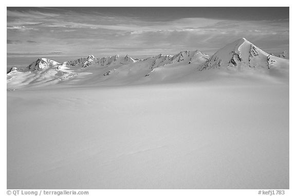 Aerial view of Harding icefield and Nunataks. Kenai Fjords National Park, Alaska, USA.