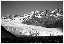 Tidewater glacier and mountains. Kenai Fjords National Park ( black and white)