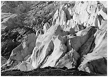 Chaotic forms on the front of Exit Glacier. Kenai Fjords National Park, Alaska, USA. (black and white)