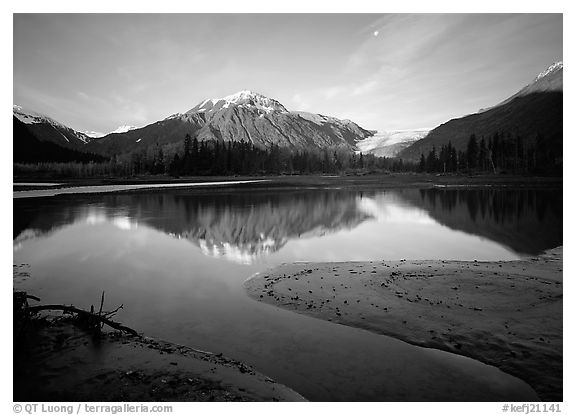 Resurrection River and Exit Glacier, early morning. Kenai Fjords National Park (black and white)