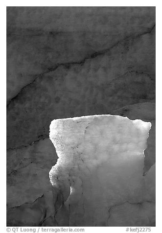 Glacial ice detail at the terminus of Exit Glacier. Kenai Fjords National Park (black and white)