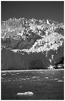 Front of Aialik Glacier, Aialik Bay. Kenai Fjords National Park, Alaska, USA. (black and white)