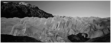 Glacier with blue ice. Kenai Fjords  National Park (Panoramic black and white)