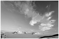 Harding Icefield and clouds, sunset. Kenai Fjords National Park, Alaska, USA. (black and white)