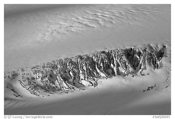 Crevasses uncovered by melting snow. Kenai Fjords National Park, Alaska, USA.