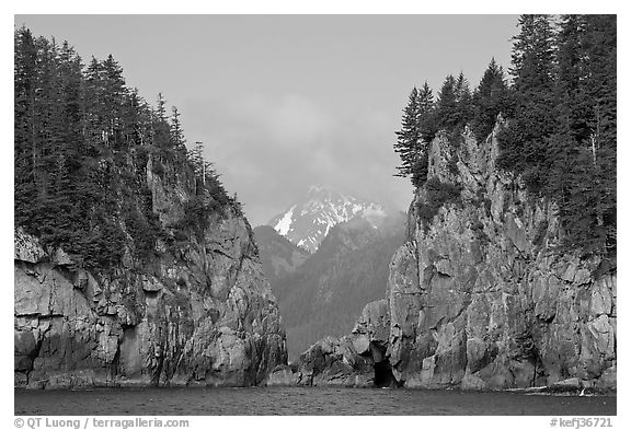 Steep rocky islands, Aialik Bay. Kenai Fjords National Park, Alaska, USA.