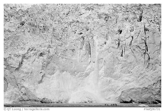 Face of Northwestern Glacier, Northwestern Lagoon. Kenai Fjords National Park (black and white)