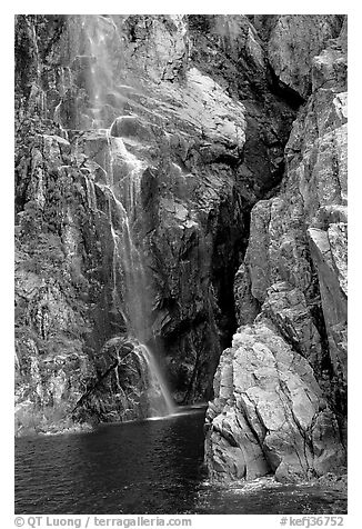 Waterfall, Cataract Cove, Northwestern Fjord. Kenai Fjords National Park, Alaska, USA.