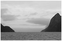 Peaks and fog. Kenai Fjords National Park, Alaska, USA. (black and white)