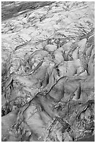 Crevasses on Exit glacier. Kenai Fjords National Park ( black and white)