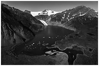 Aerial View of Pedersen Lagoon. Kenai Fjords National Park ( black and white)